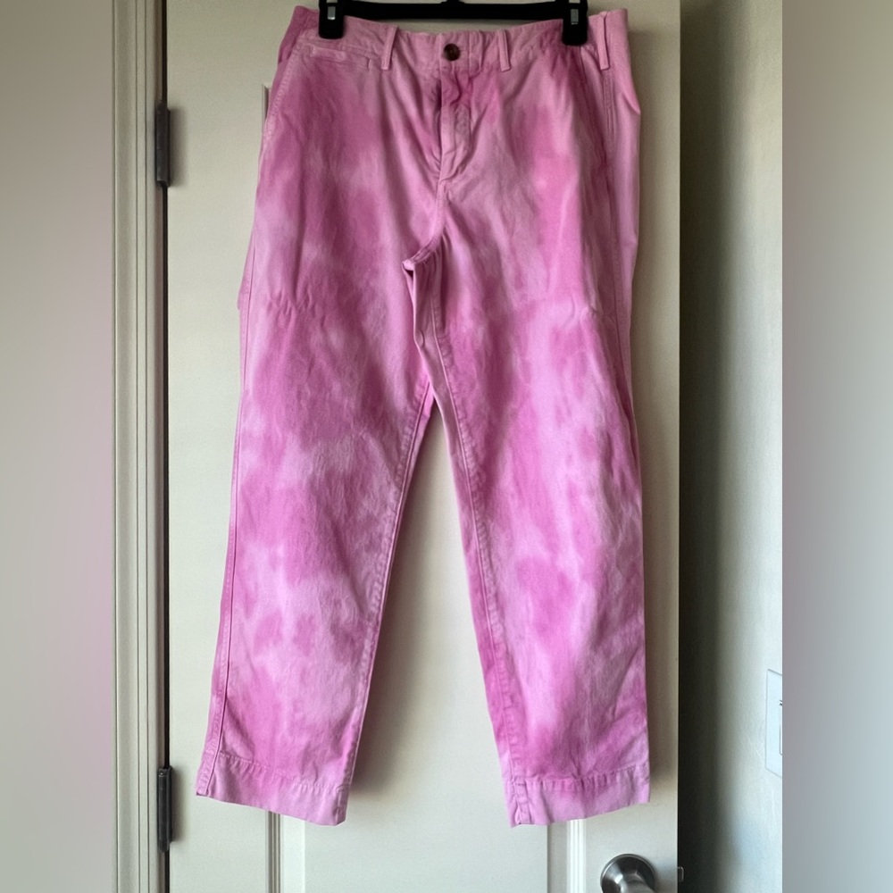 GAP PINK TIE DYE STRAIGHT KHAKI COTTON PANTS WITH POCKETS. Size 10